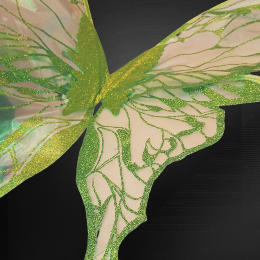 Custom UV Reactive Iridescent Fairy Wings Hand Painted Glow Cosplay Festival - Picture 8 of 12